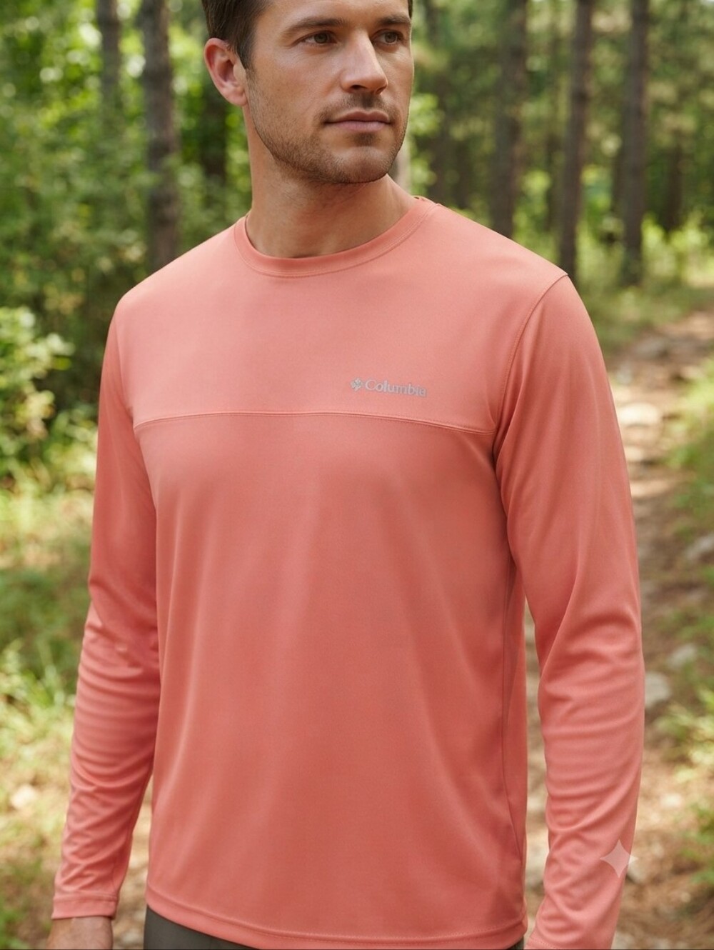 Columbia Insect Blocker Coral Long Sleeve Outdoor Hiking Shirt Mens Medium